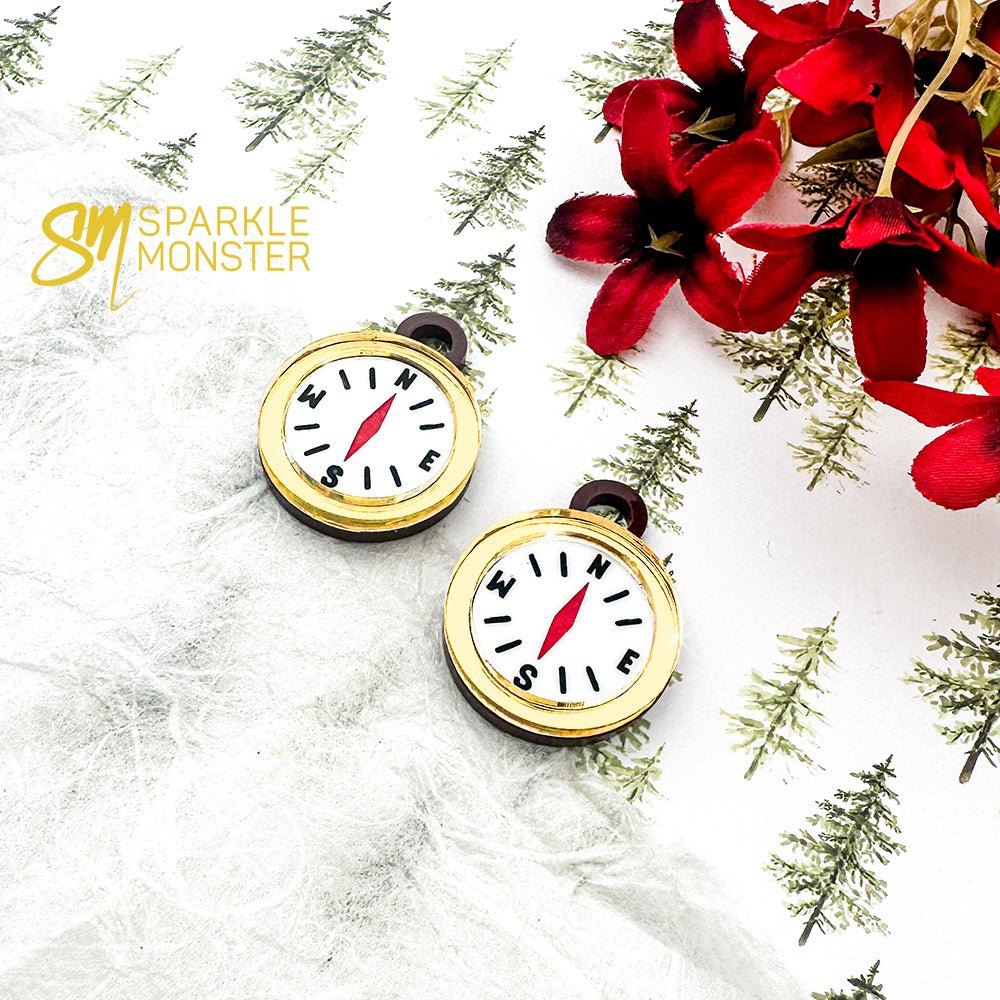 Compass charms charms - specifically for Stainless Steel Monster Hoop Earrings