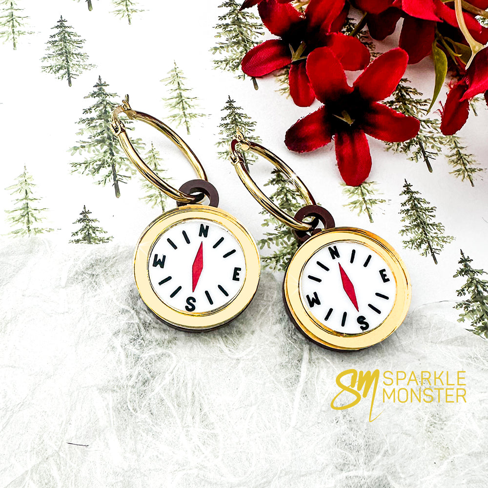 Compass charms charms - specifically for Stainless Steel Monster Hoop Earrings