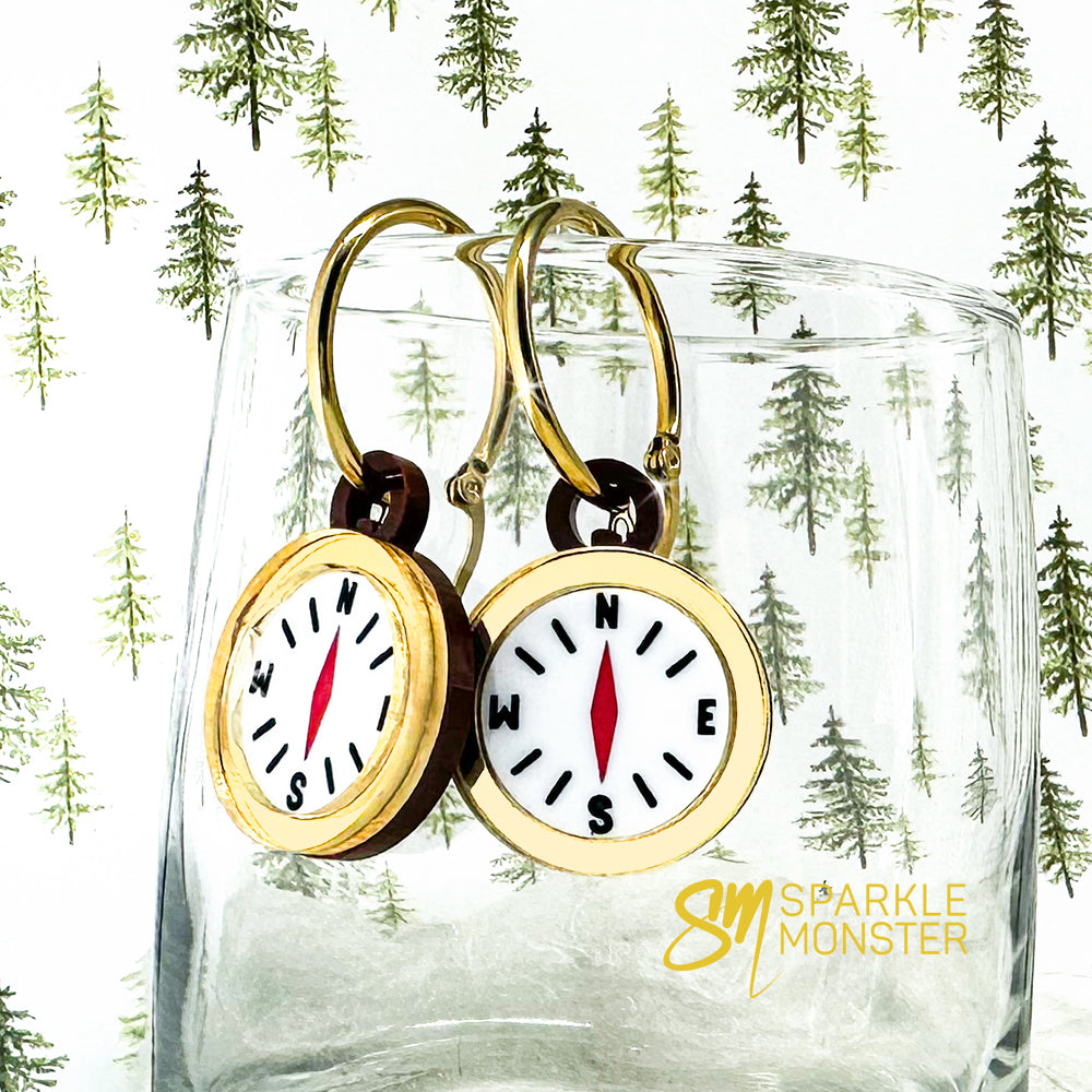 Compass charms charms - specifically for Stainless Steel Monster Hoop Earrings
