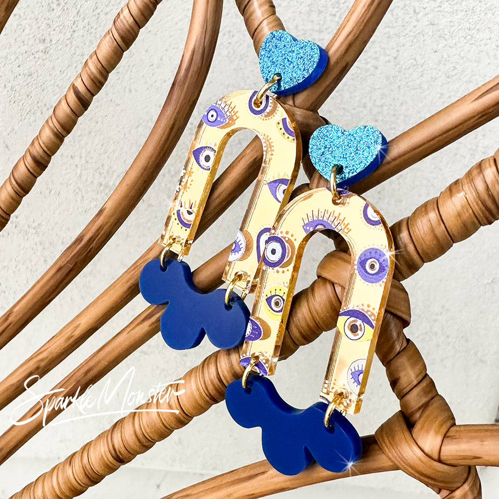 Daydream dangle earrings in Evil Eye pattern