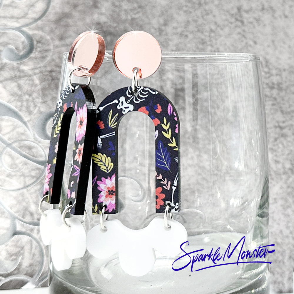 Daydream dangle earrings in Floral Skeletons