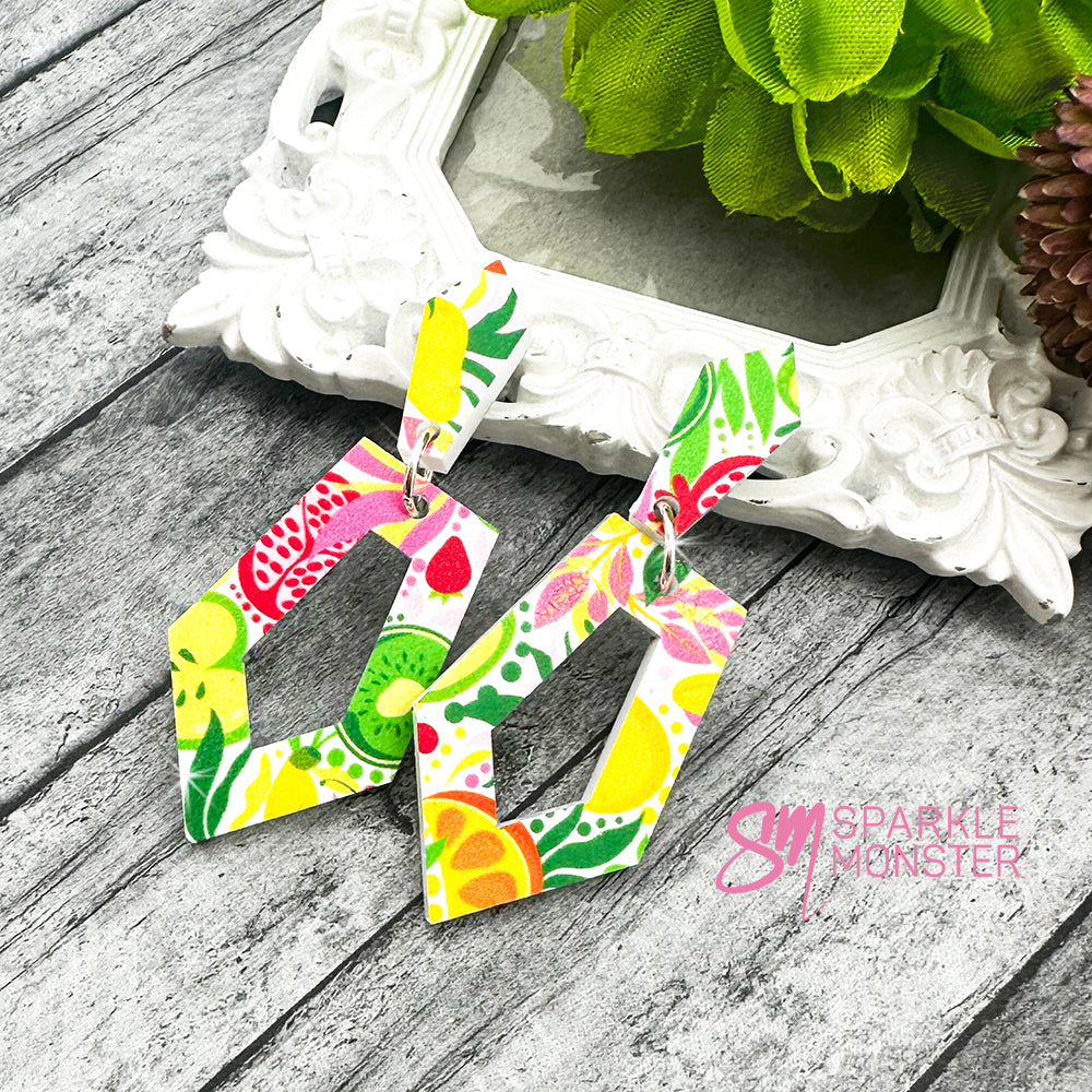 Everyday Art Deco dangle earrings, tutti fruity