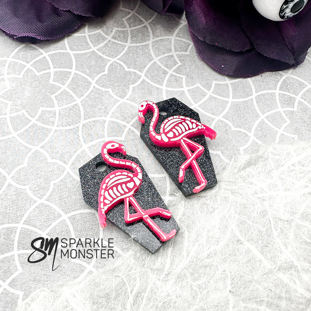 Goth Flamingo charms - specifically for Stainless Steel Hoop Earrings