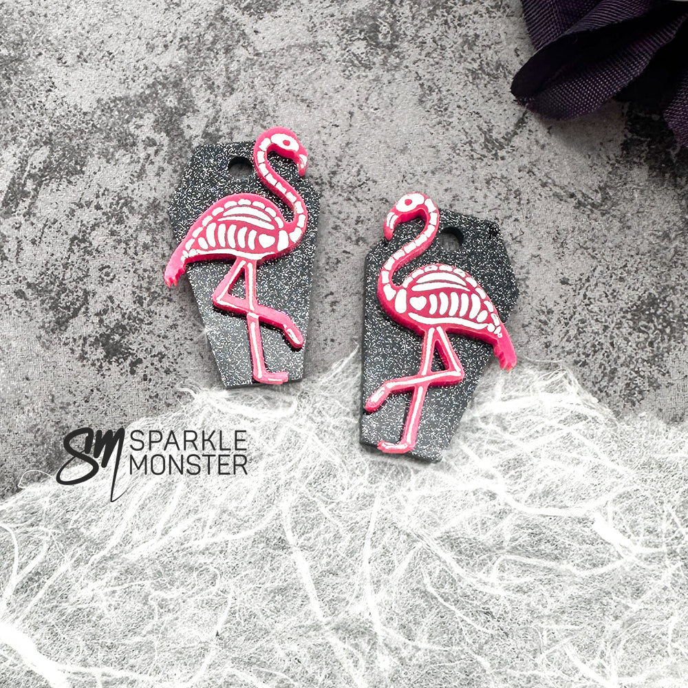 Goth Flamingo charms - specifically for Stainless Steel Hoop Earrings