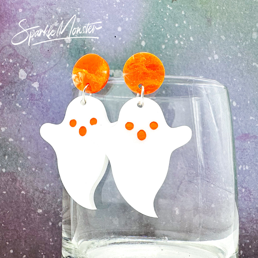 SALE White as a Ghost dangle earrings