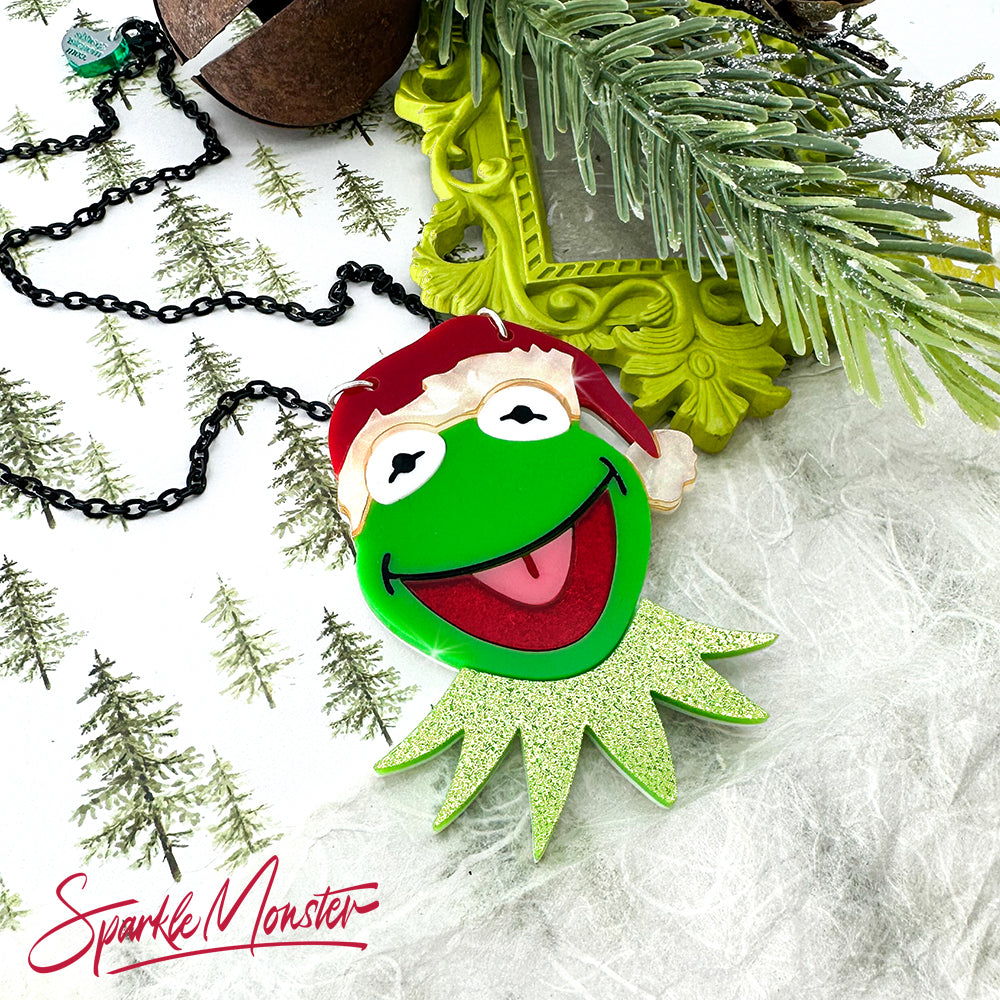 A Very Green Christmas, acrylic necklace