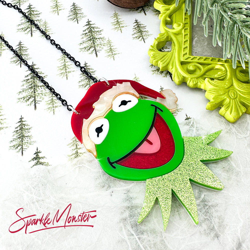 A Very Green Christmas, acrylic necklace