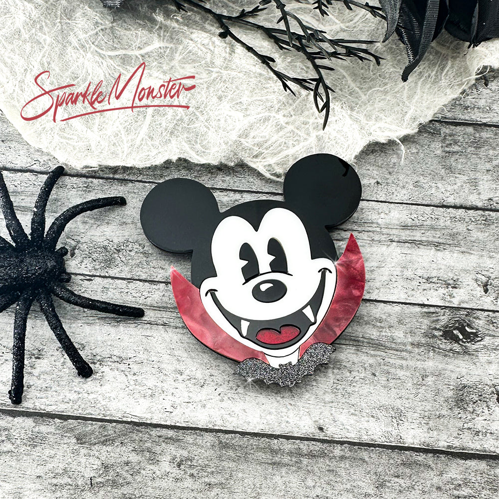 LUCKY LAST Vampire Mouse, laser cut acrylic brooch