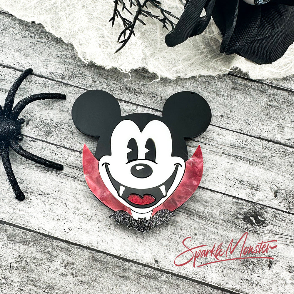 LUCKY LAST Vampire Mouse, laser cut acrylic brooch
