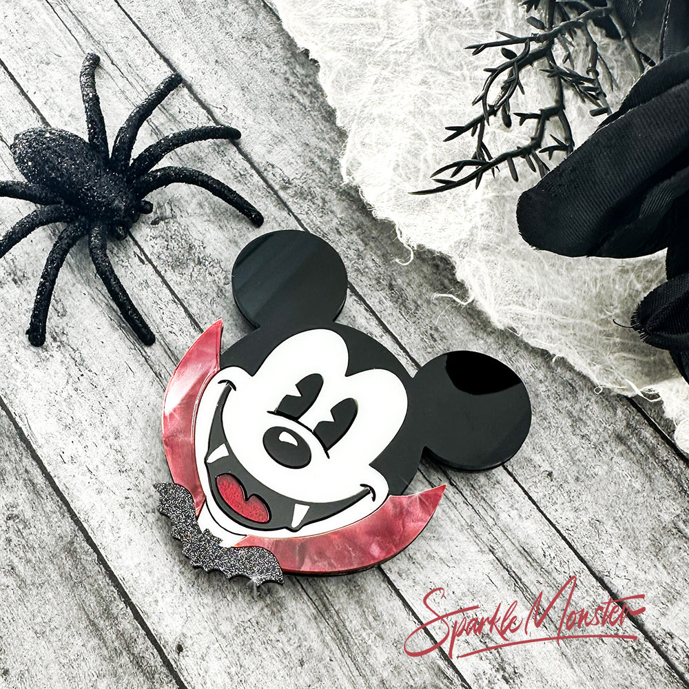 LUCKY LAST Vampire Mouse, laser cut acrylic brooch