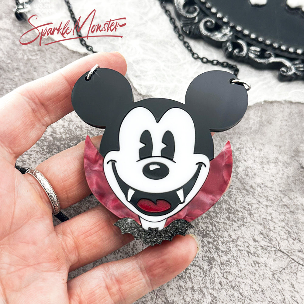 Vampire Mouse, laser cut acrylic necklace