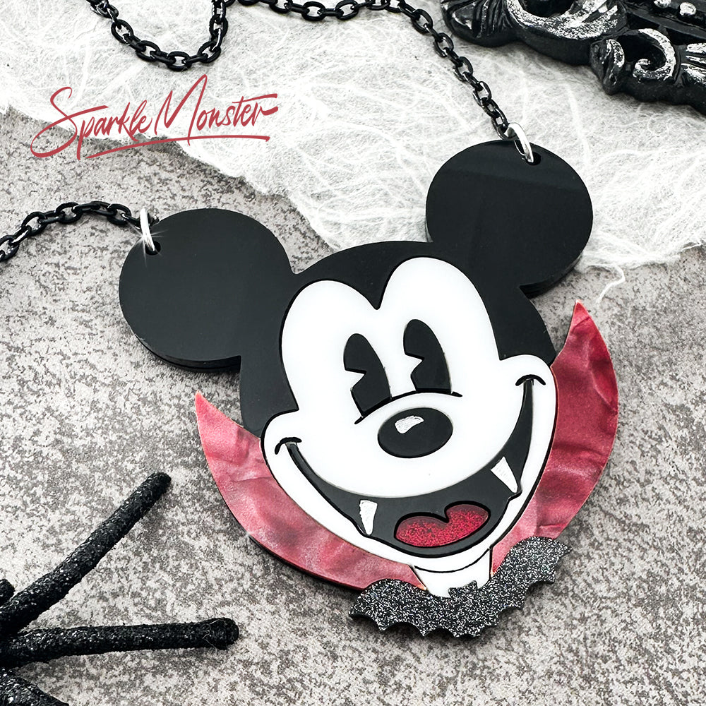 Vampire Mouse, laser cut acrylic necklace