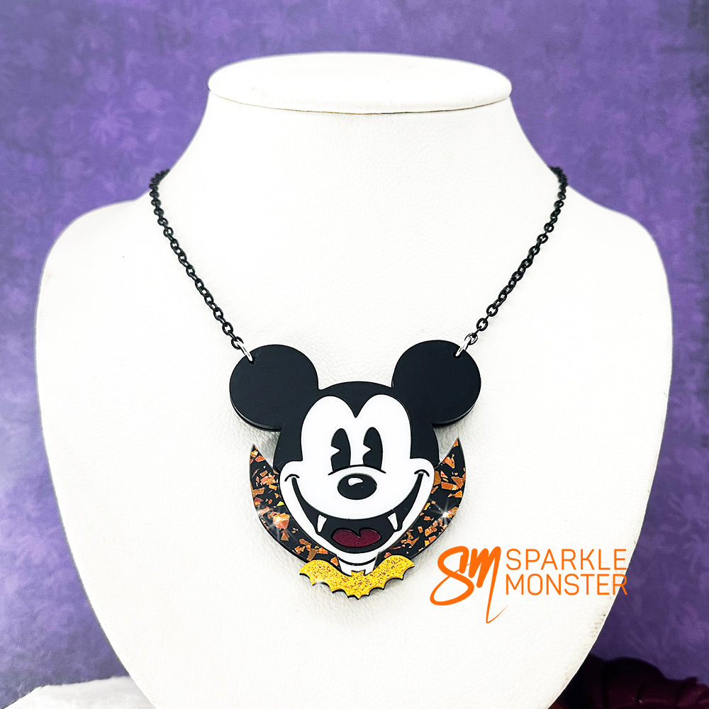 Vampire Mouse necklace, orange colorway