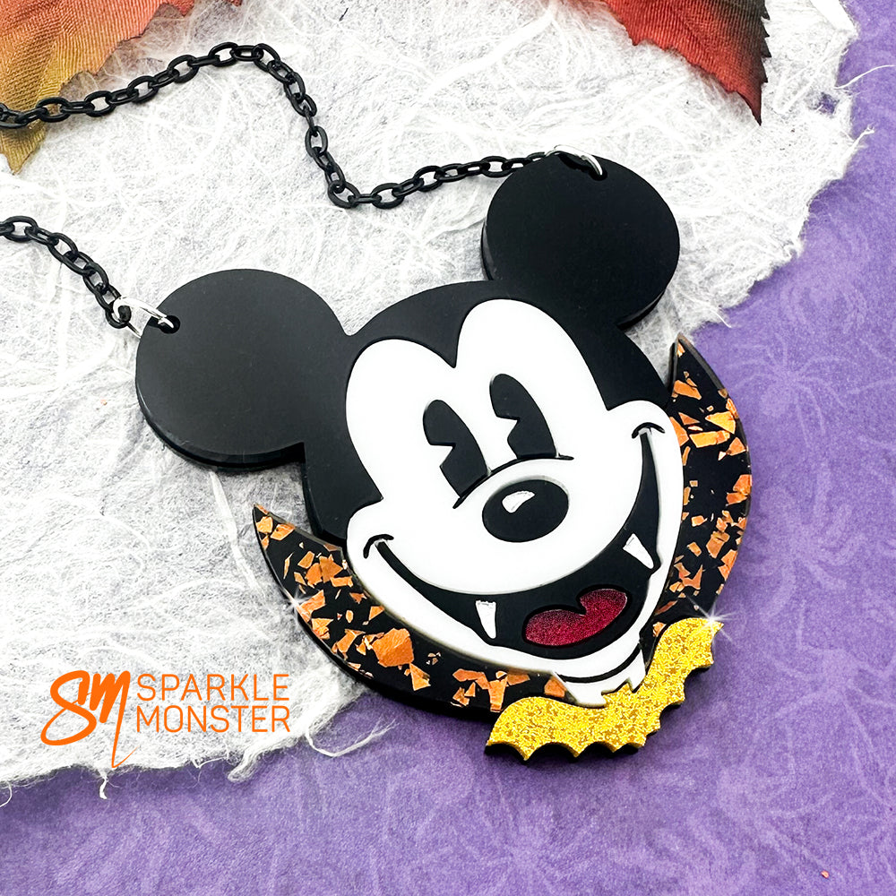 Vampire Mouse necklace, orange colorway