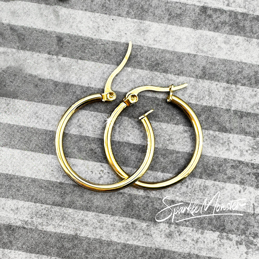Silver or Gold Stainless Steel Hoop Earrings - for Monster Charms