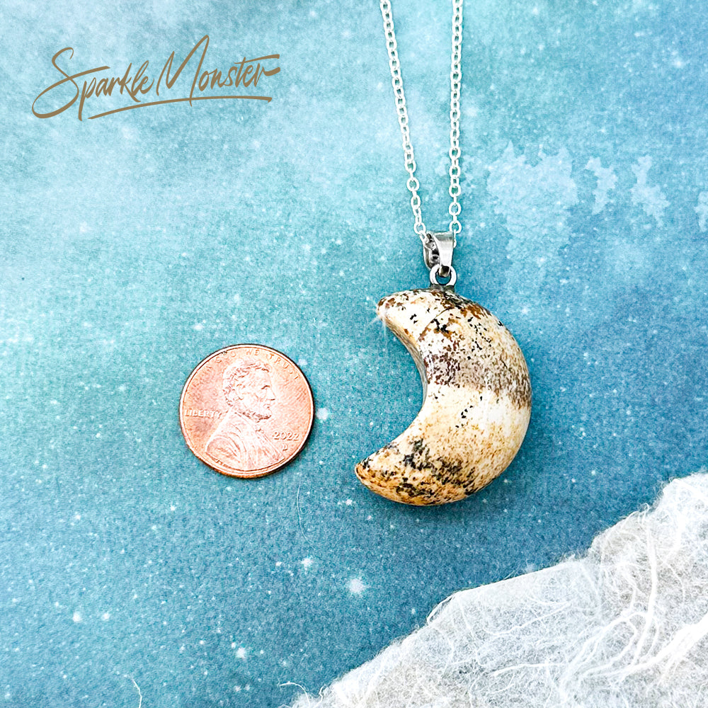 SALE Picture Jasper Moon sterling silver necklace