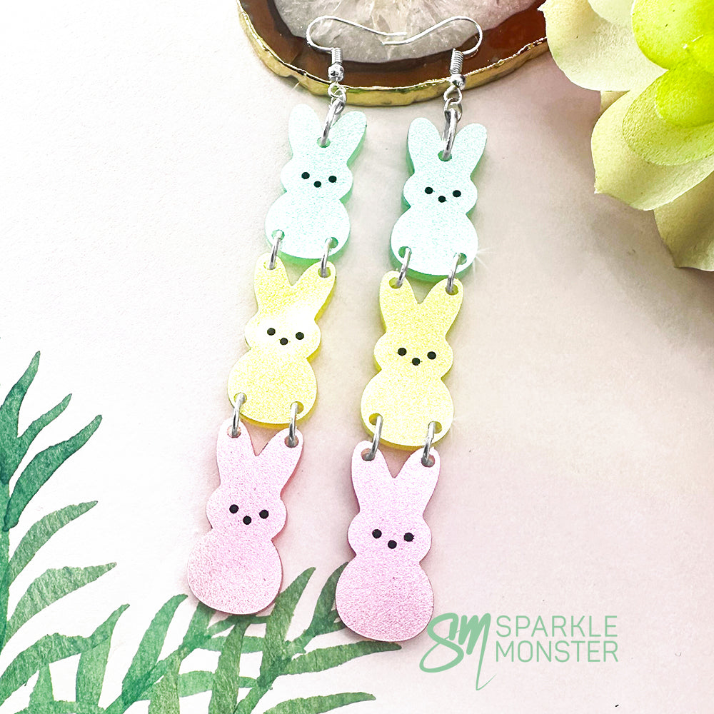 Marshmallow Bunny dangle statement earrings
