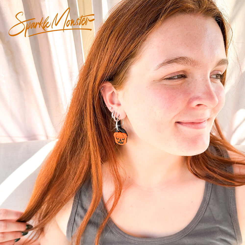 Pumpkin Bucket charms - specifically for Stainless Steel Monster Hoop Earrings