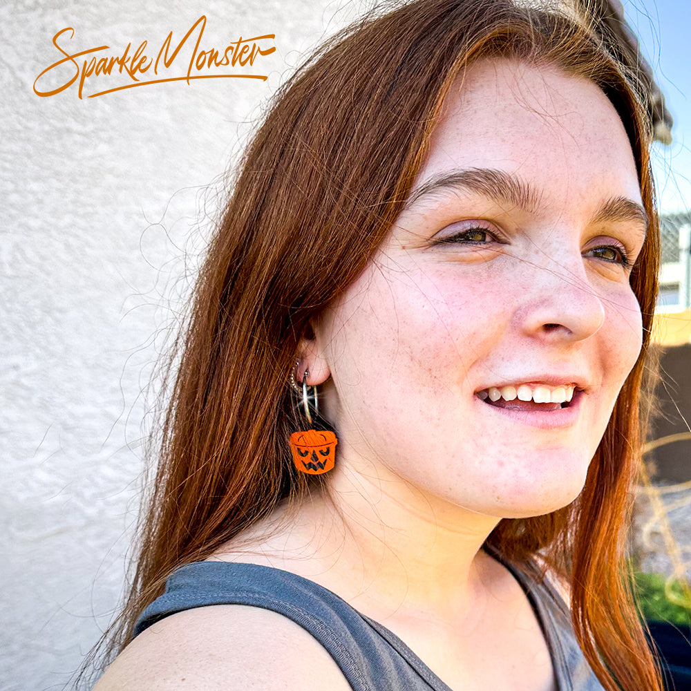 Pumpkin Bucket charms - specifically for Stainless Steel Monster Hoop Earrings