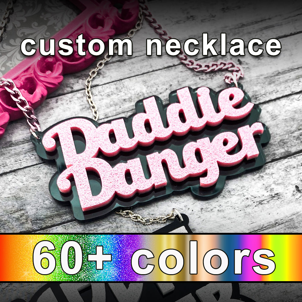 Custom 2 Color Name Necklace, laser cut acrylic, personalized