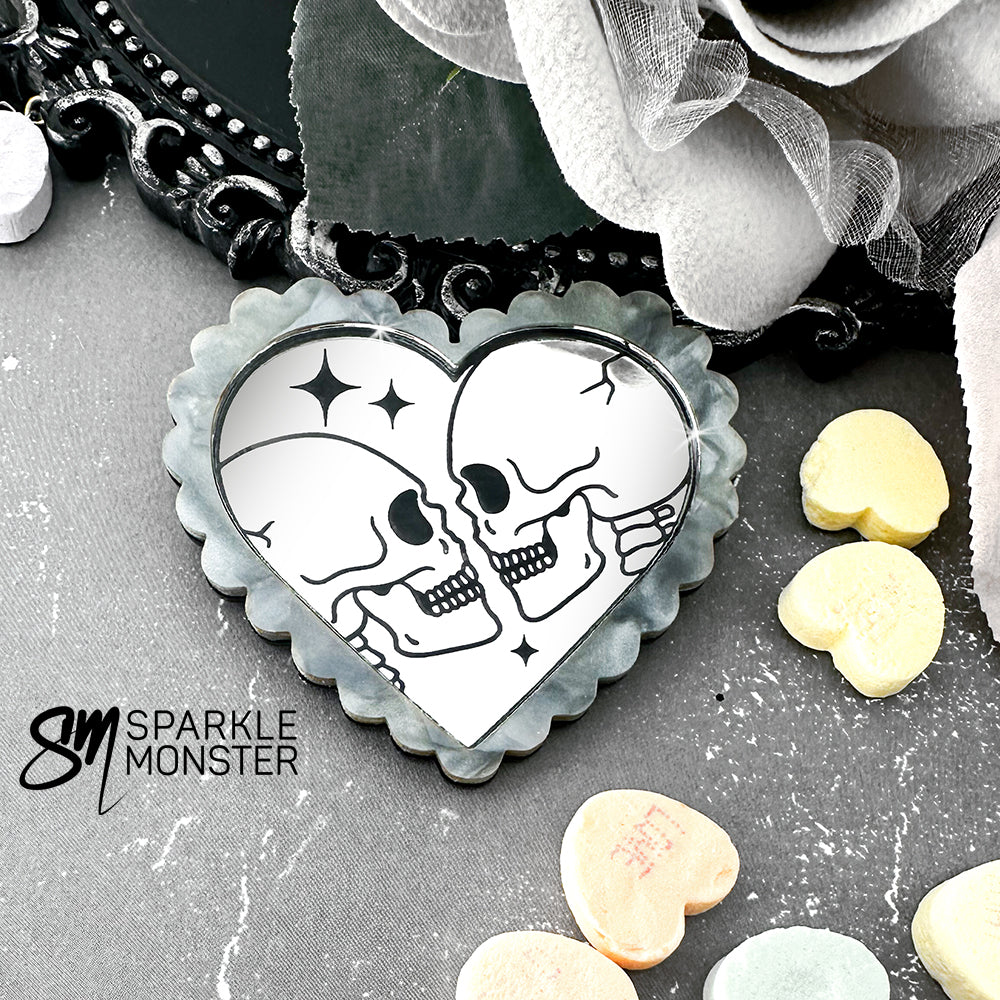 SAMPLE SALE Til Death Do Us Part, magnetic brooch, gray pearl