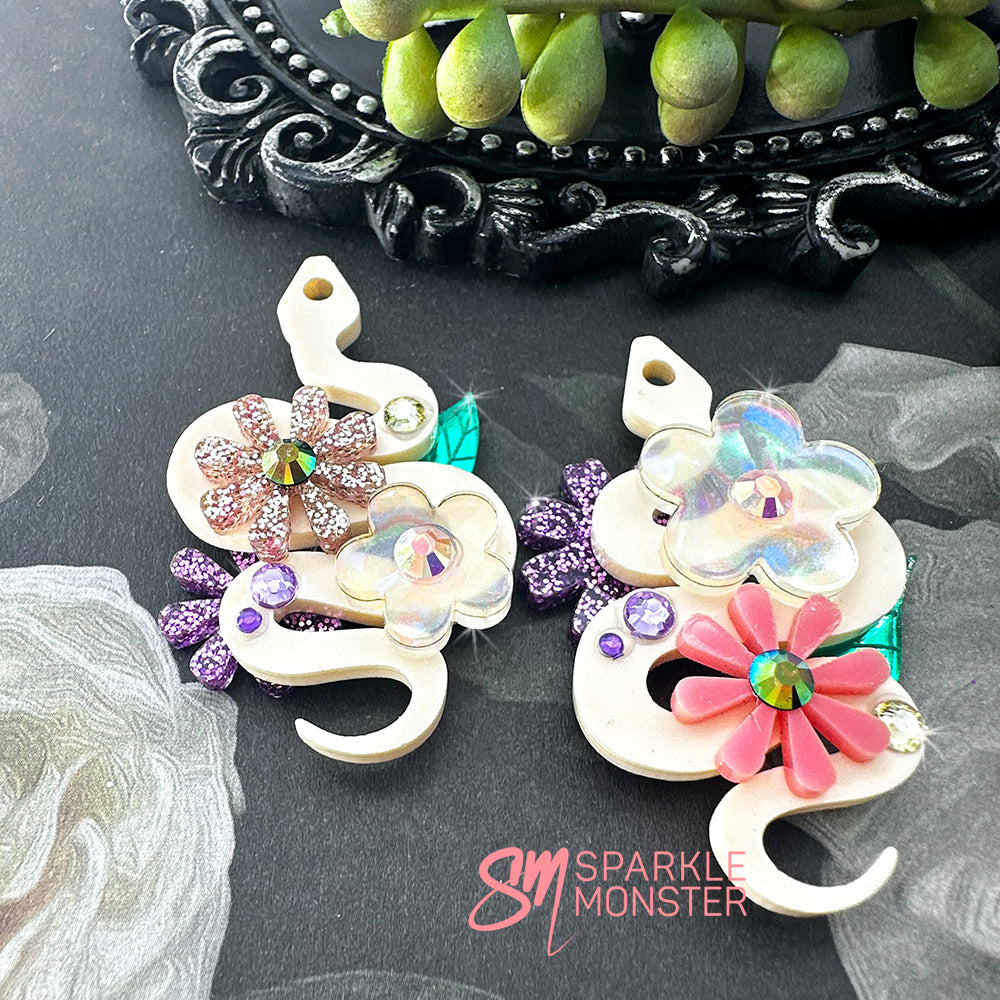 Deluxe Floral Snake charms, Peachy Spring - specifically for Sparkle Monster Hoops