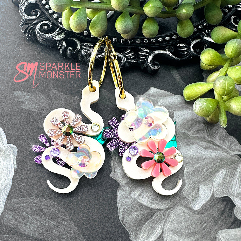 Deluxe Floral Snake charms, Peachy Spring - specifically for Sparkle Monster Hoops