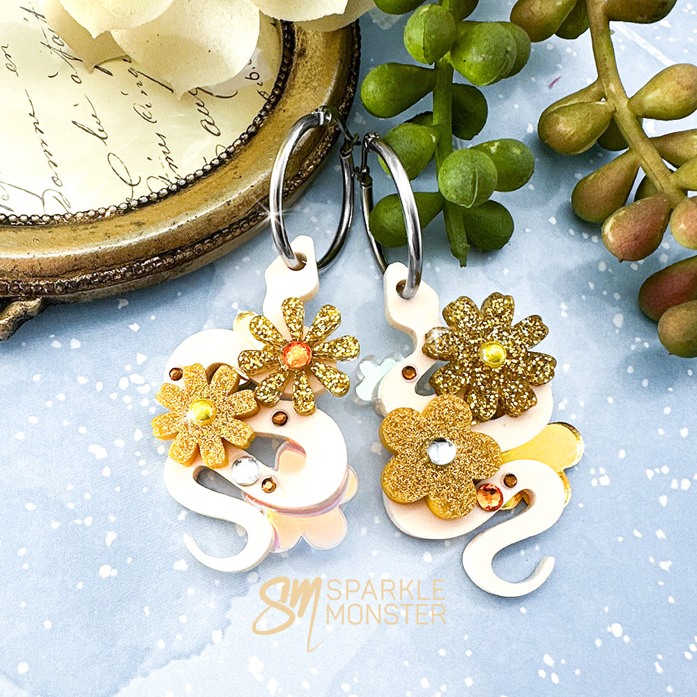 Deluxe Floral Snake charms, Peachy Gold - specifically for Sparkle Monster Hoops
