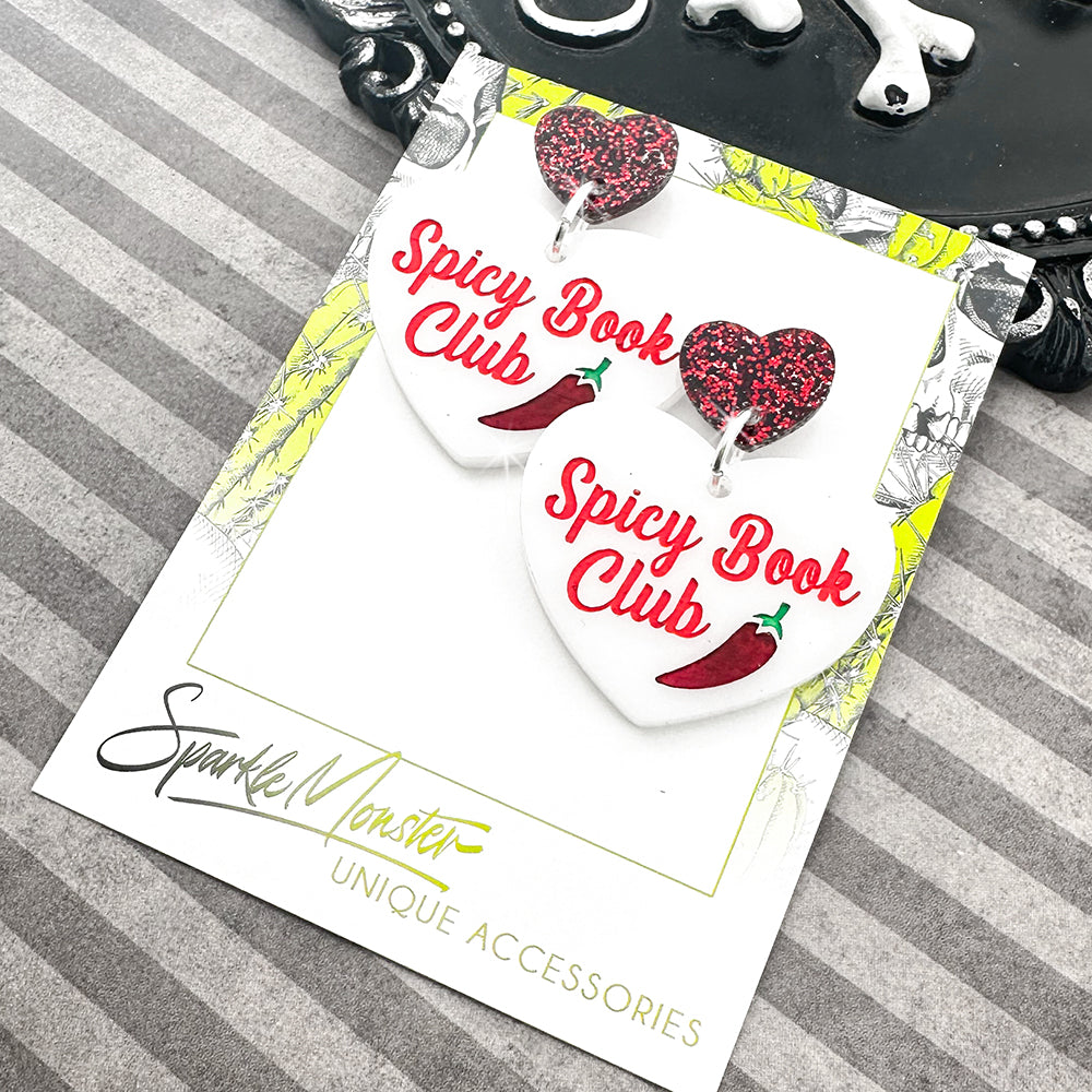 Spicy Book Club heart earrings