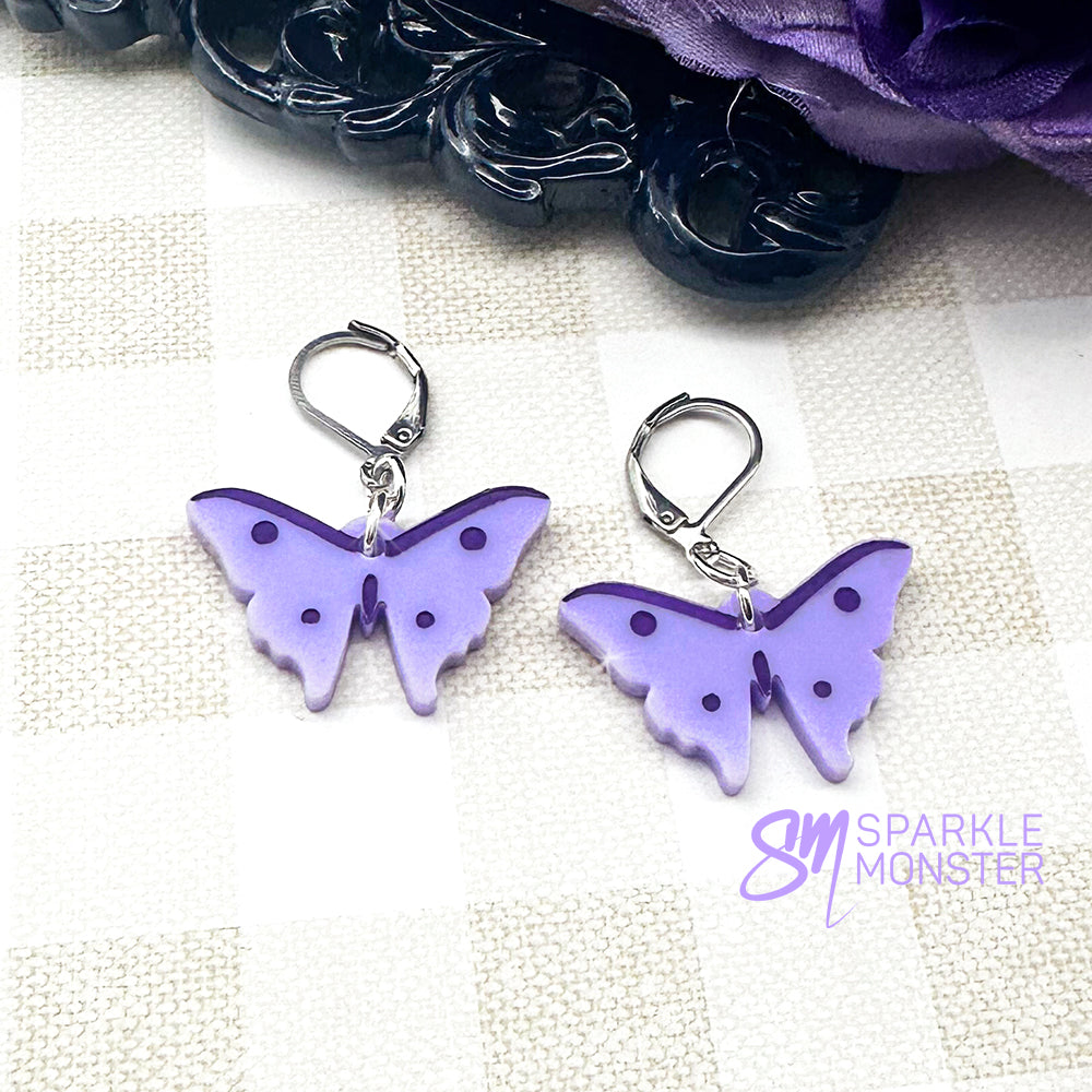 Butterfly dangle earrings, lavender