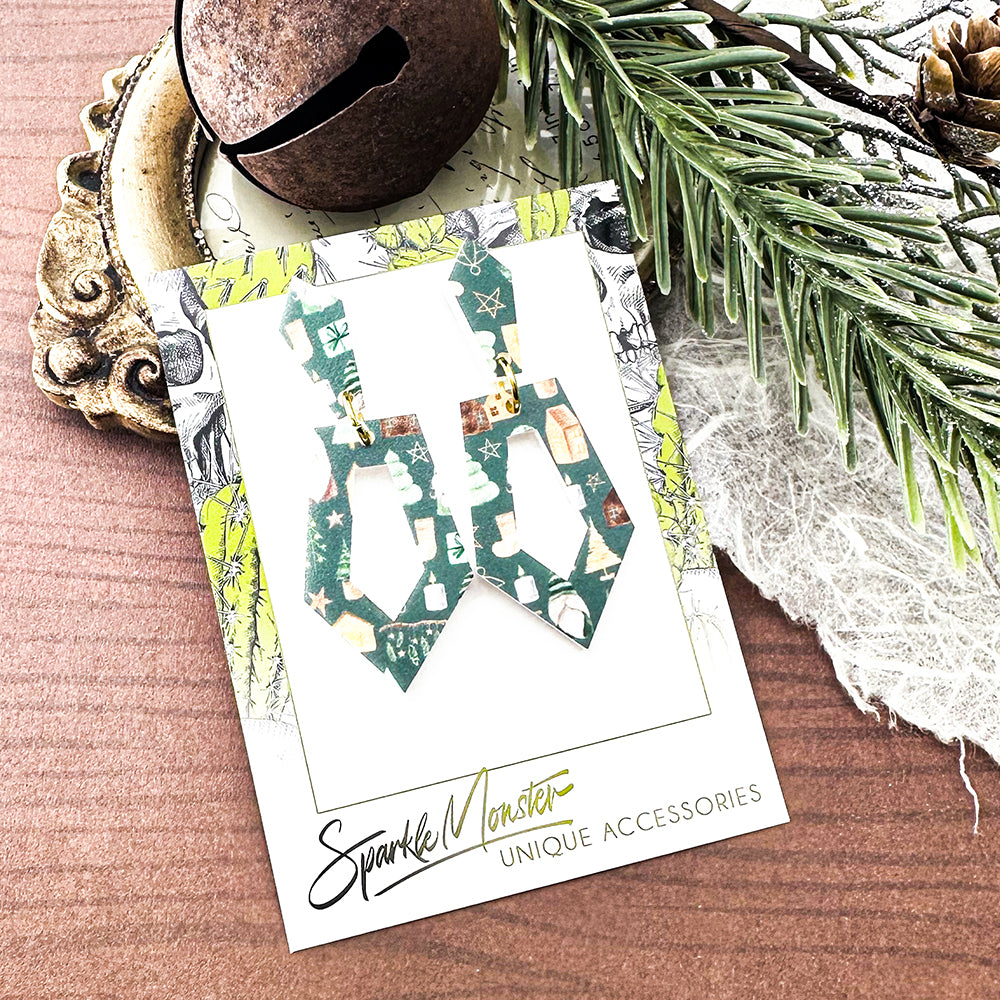 SALE Everyday Art Deco earrings, Christmas gnomes