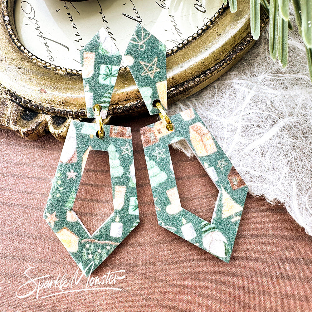 Everyday Art Deco earrings, Christmas gnomes
