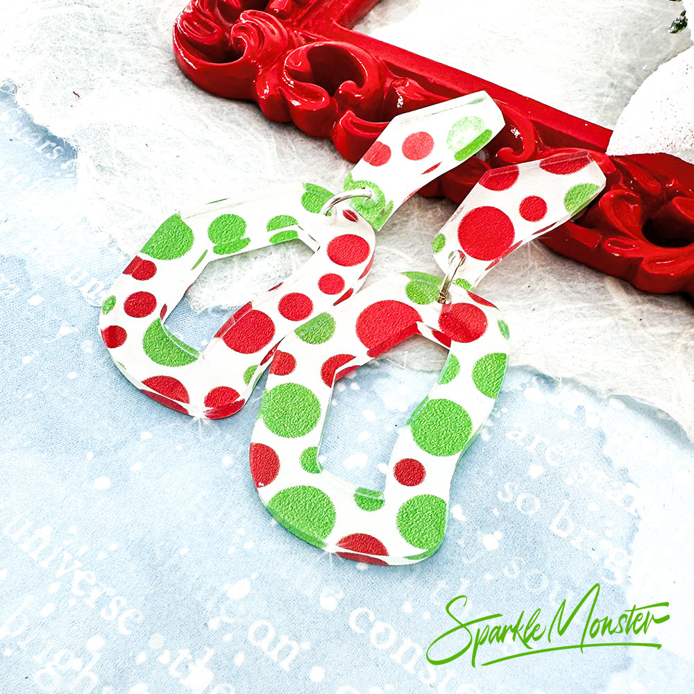 SALE Every Occasion dangle earrings, red and green dots