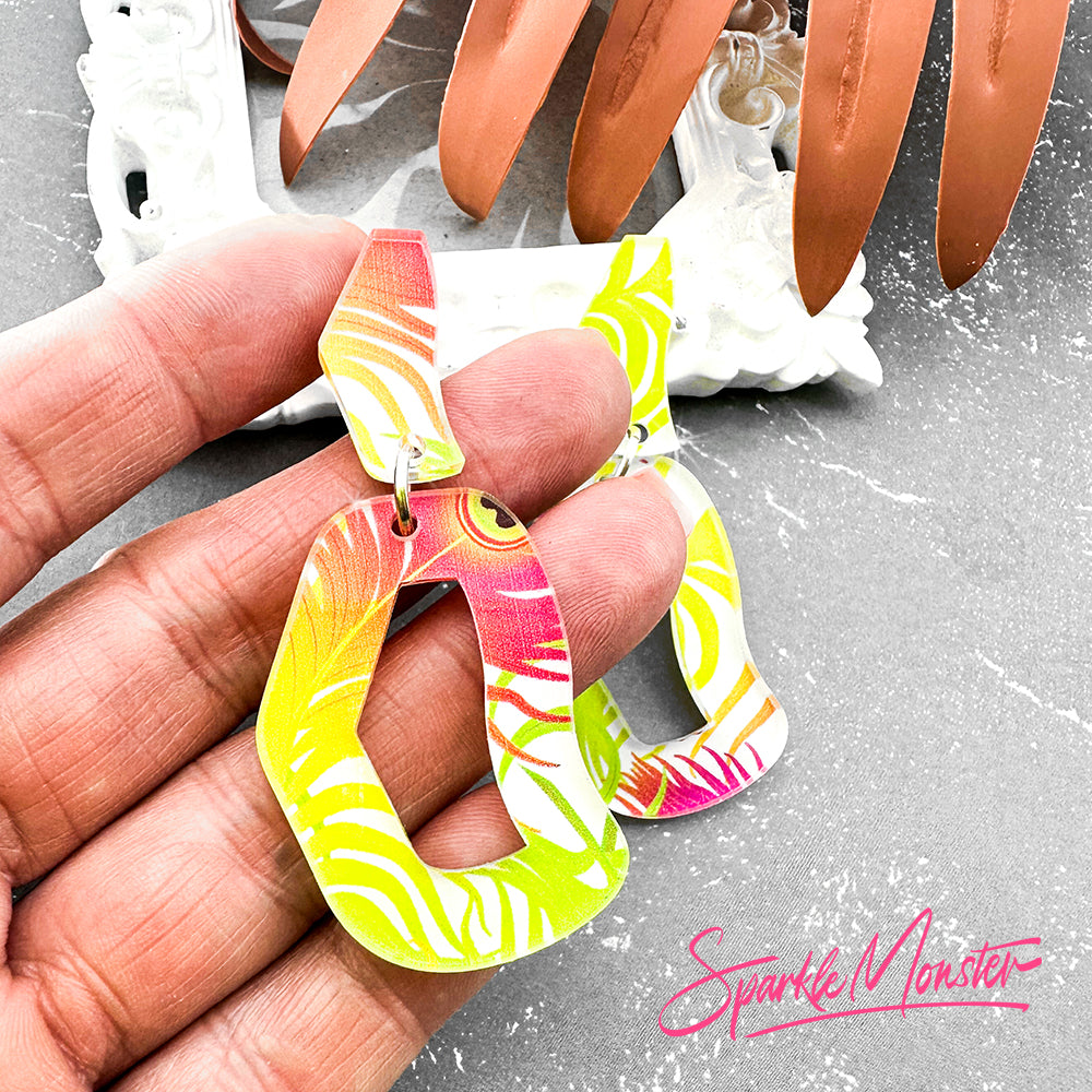SALE Every Occasion dangle earrings, neon peacock