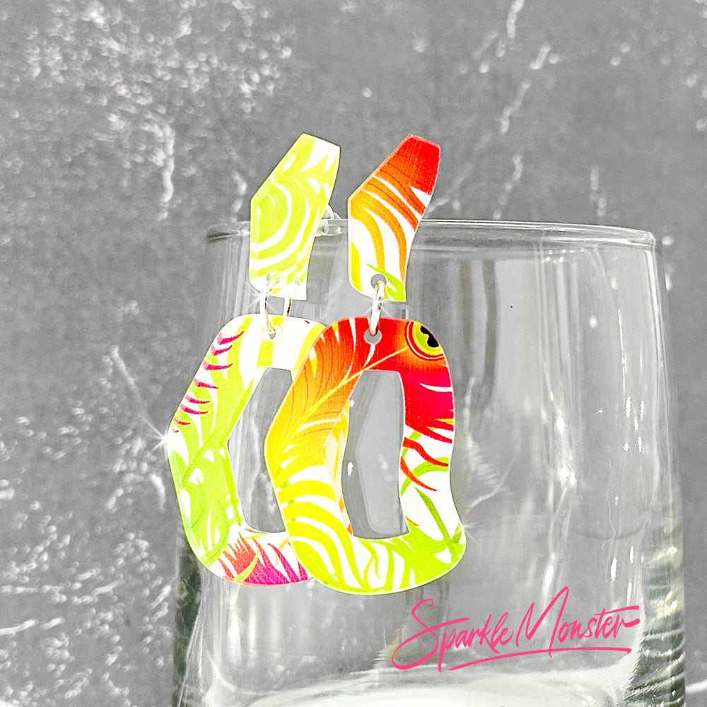 SALE Every Occasion dangle earrings, neon peacock