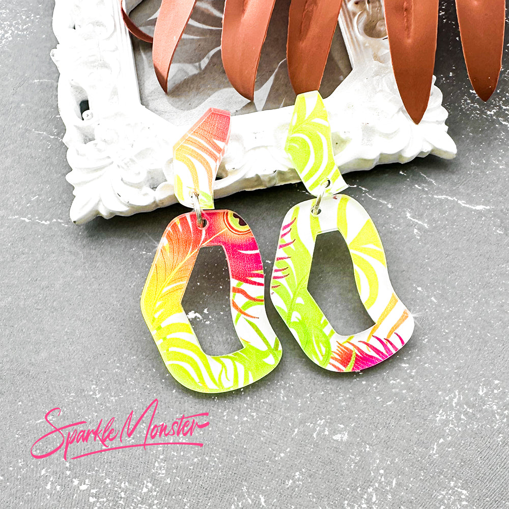 SALE Every Occasion dangle earrings, neon peacock
