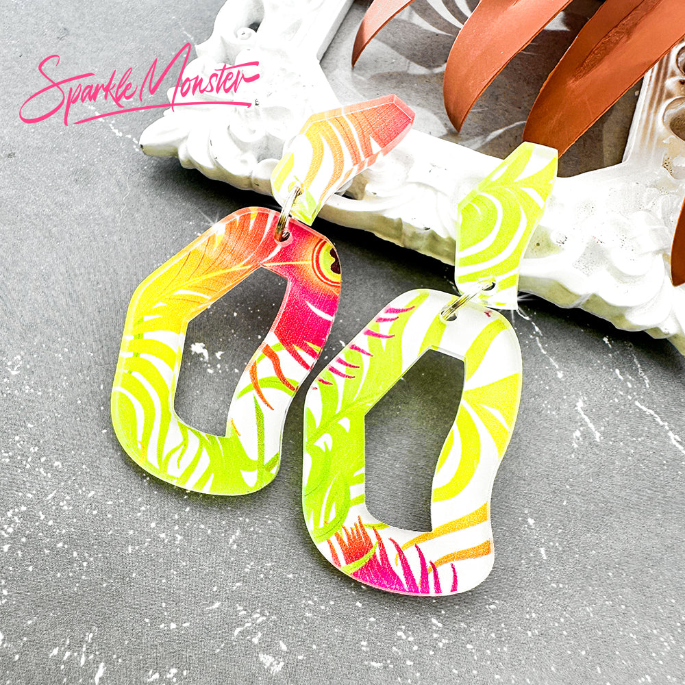 SALE Every Occasion dangle earrings, neon peacock