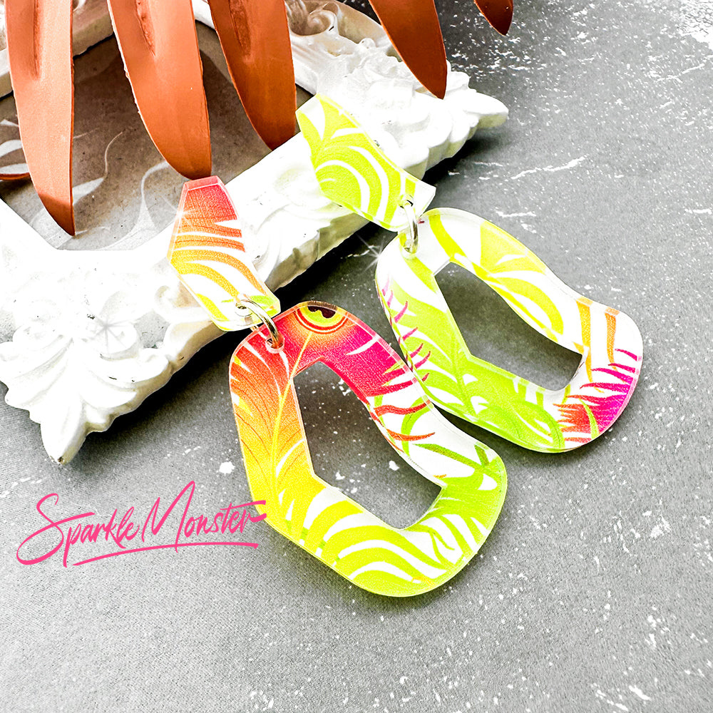 SALE Every Occasion dangle earrings, neon peacock