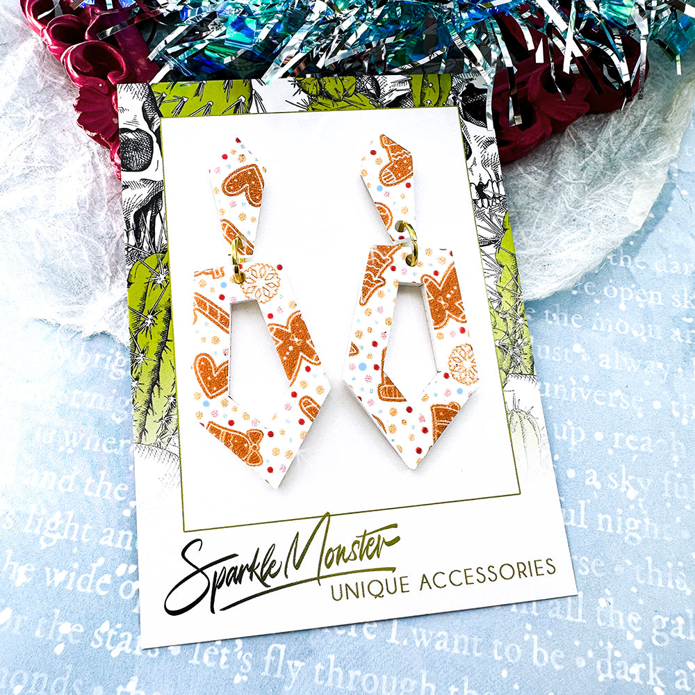 SALE Everyday Art Deco earrings, gingerbread cookies