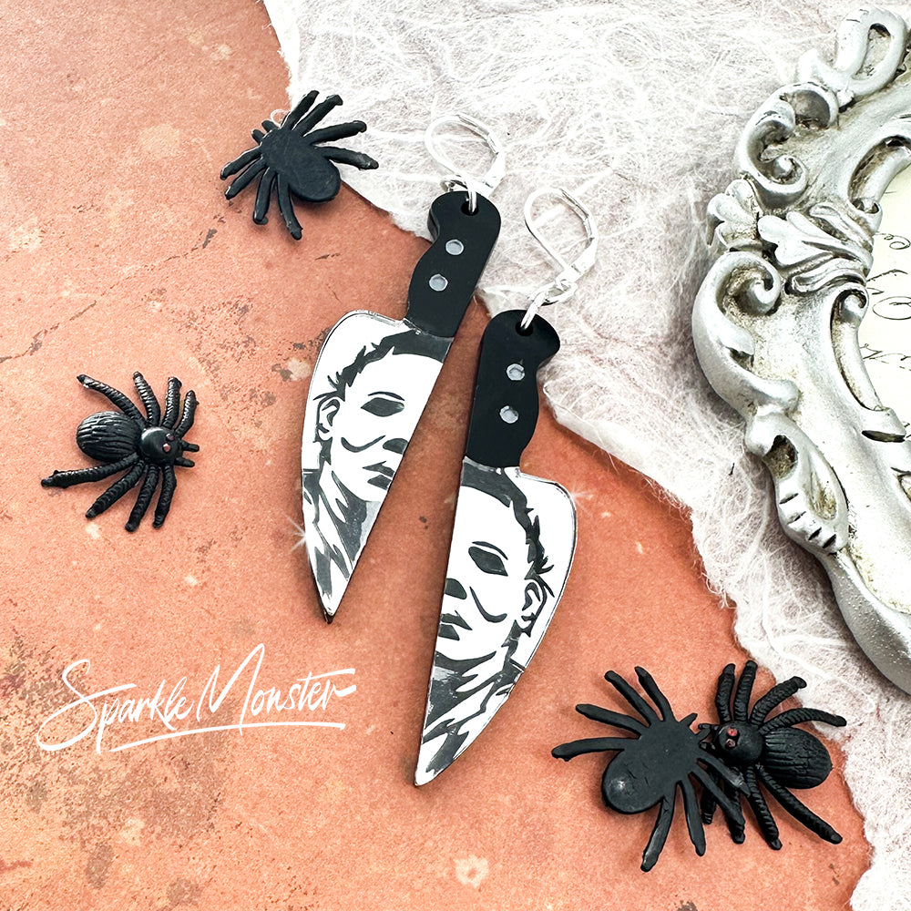 Halloween Killer knife earrings, laser cut acrylic