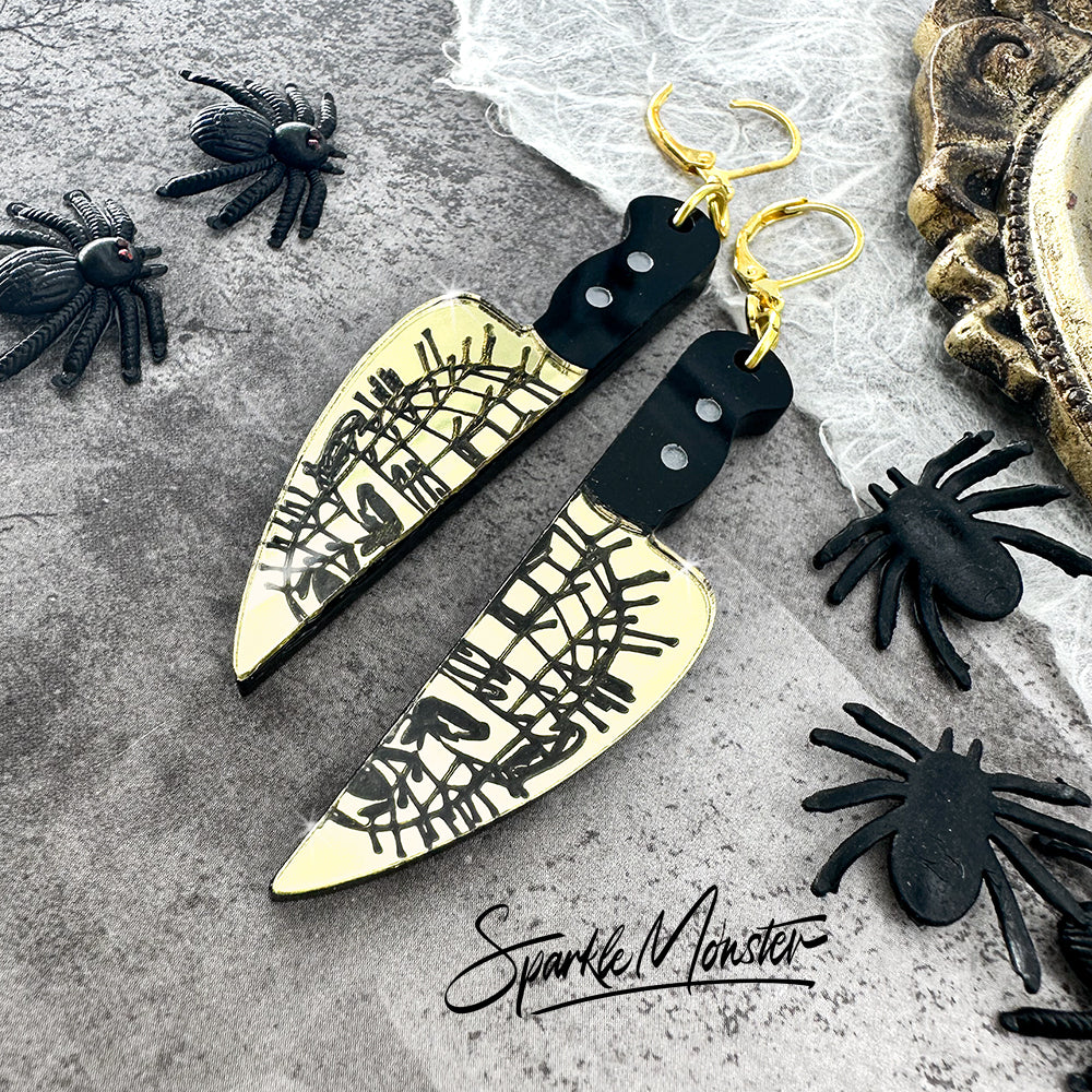SALE Hell Raiser knife earrings, laser cut acrylic