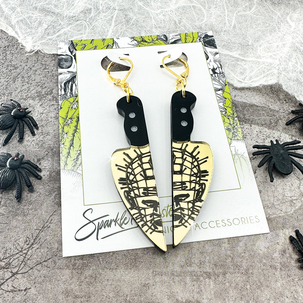 Hell Raiser knife earrings, laser cut acrylic