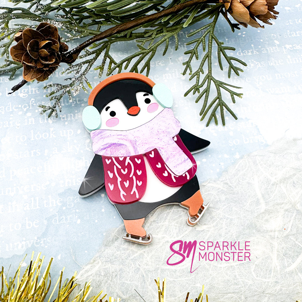 LUCKY LAST Penguin with Skates brooch
