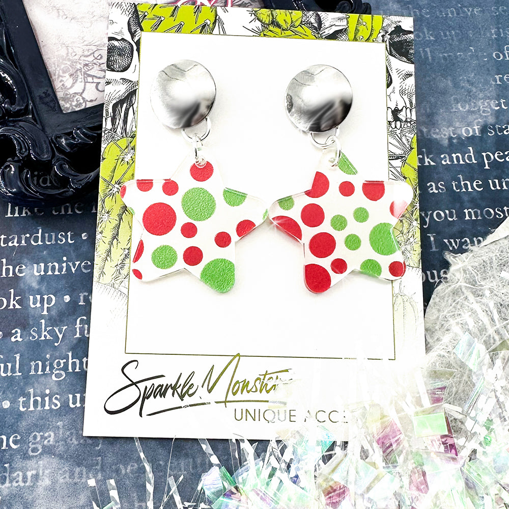 SALE Christmas Stars, silver post earrings