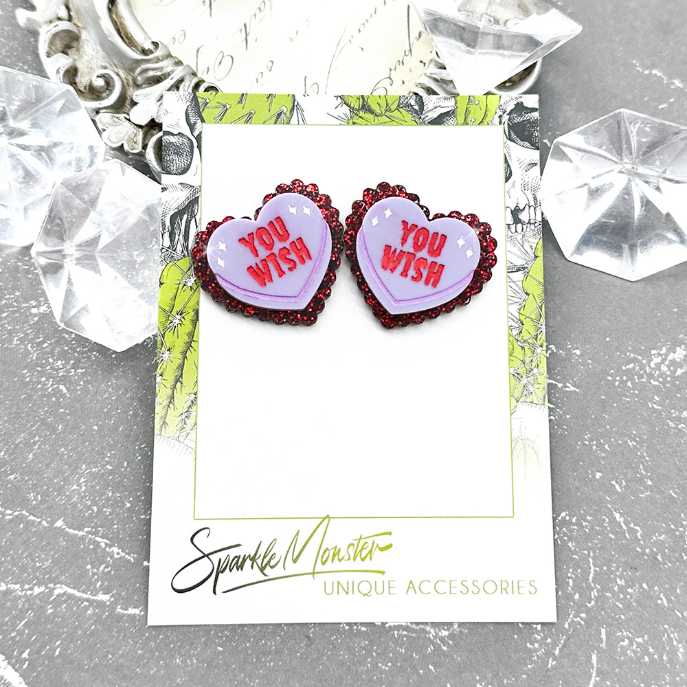 YOU WISH candy heart stud earrings