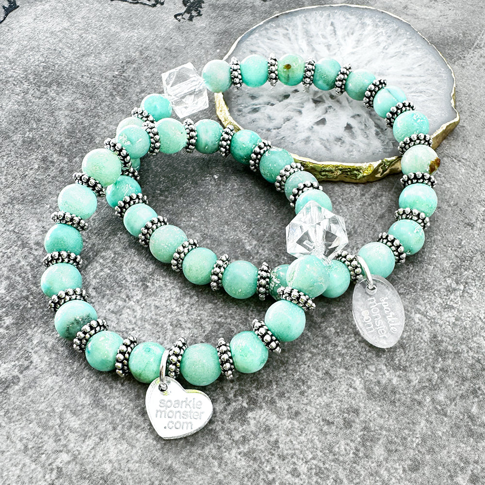 Amazonite gemstone stretch bracelet, balance and calm