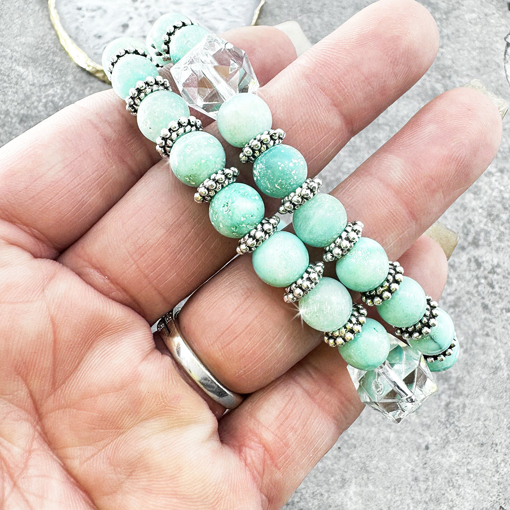 Amazonite gemstone stretch bracelet, balance and calm