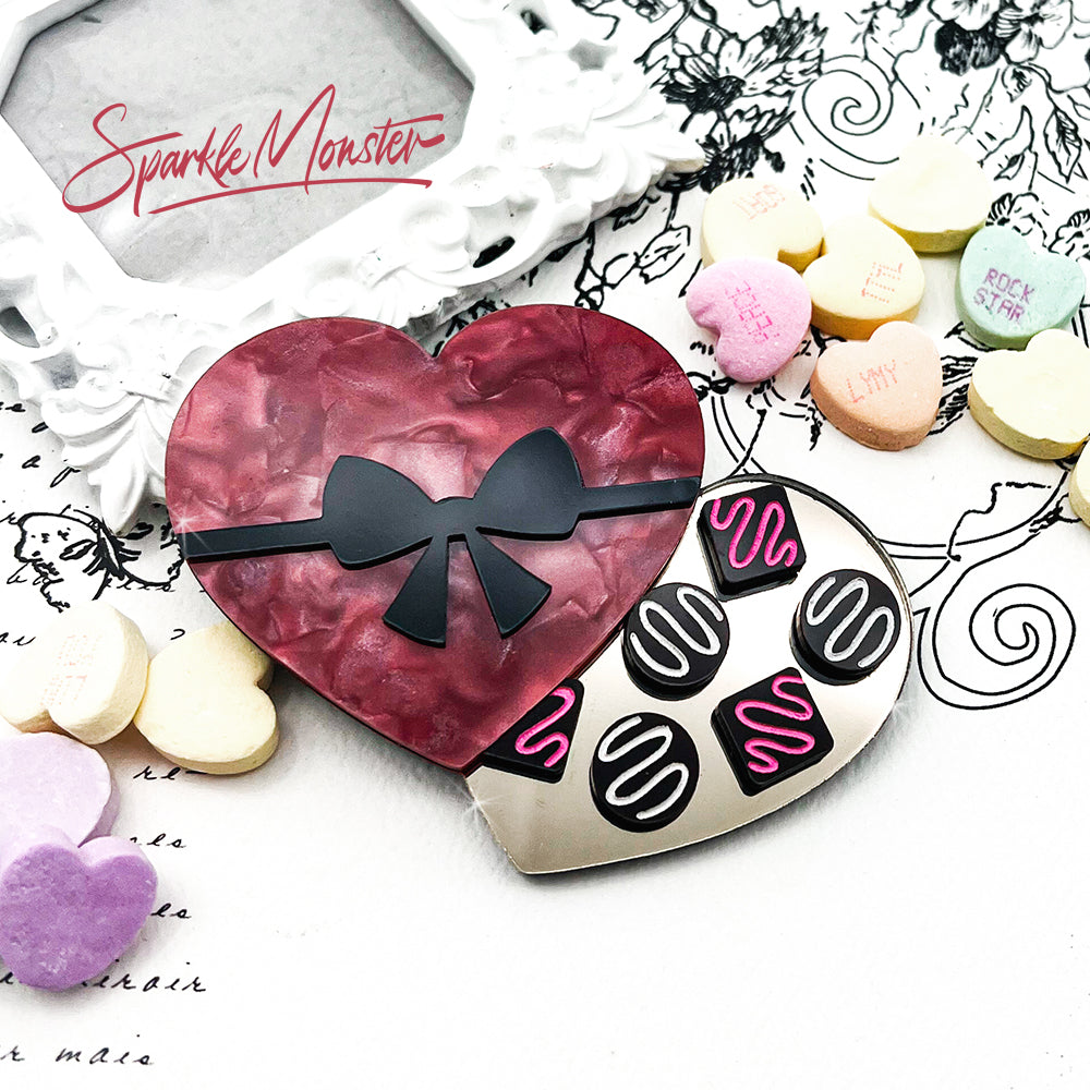 Box of Chocolates - laser cut acrylic brooch with magnet back – Sparkle  Monster
