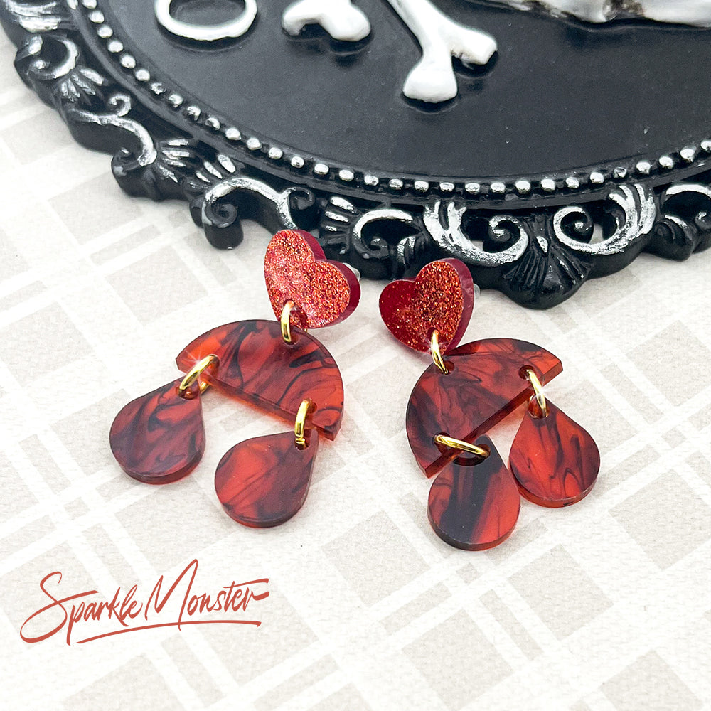 Sweet Petite dangle earrings, cognac