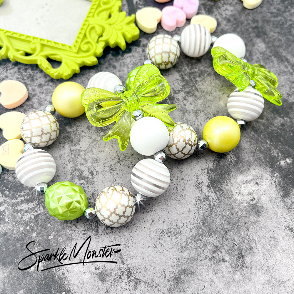 Key Lime chunky bracelet with bubblegum beads